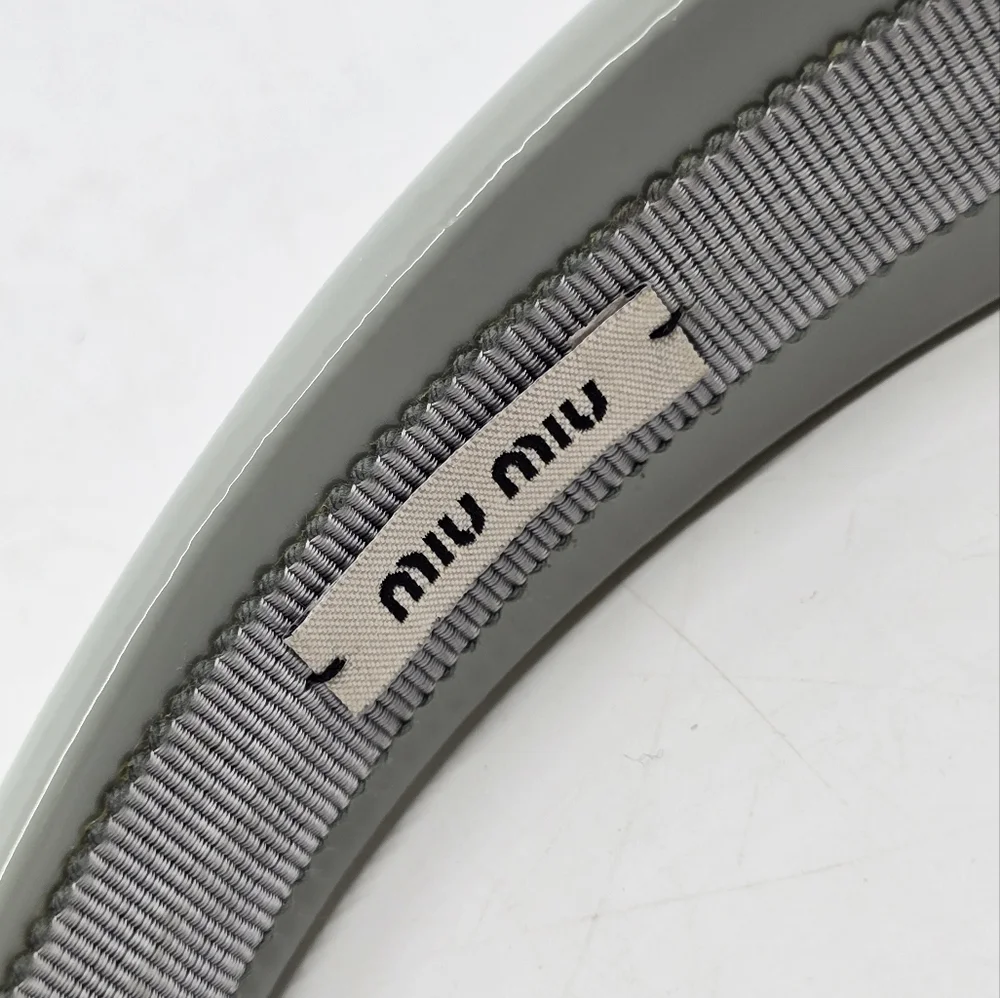 Miu Miu Gray Patent Logo Headband